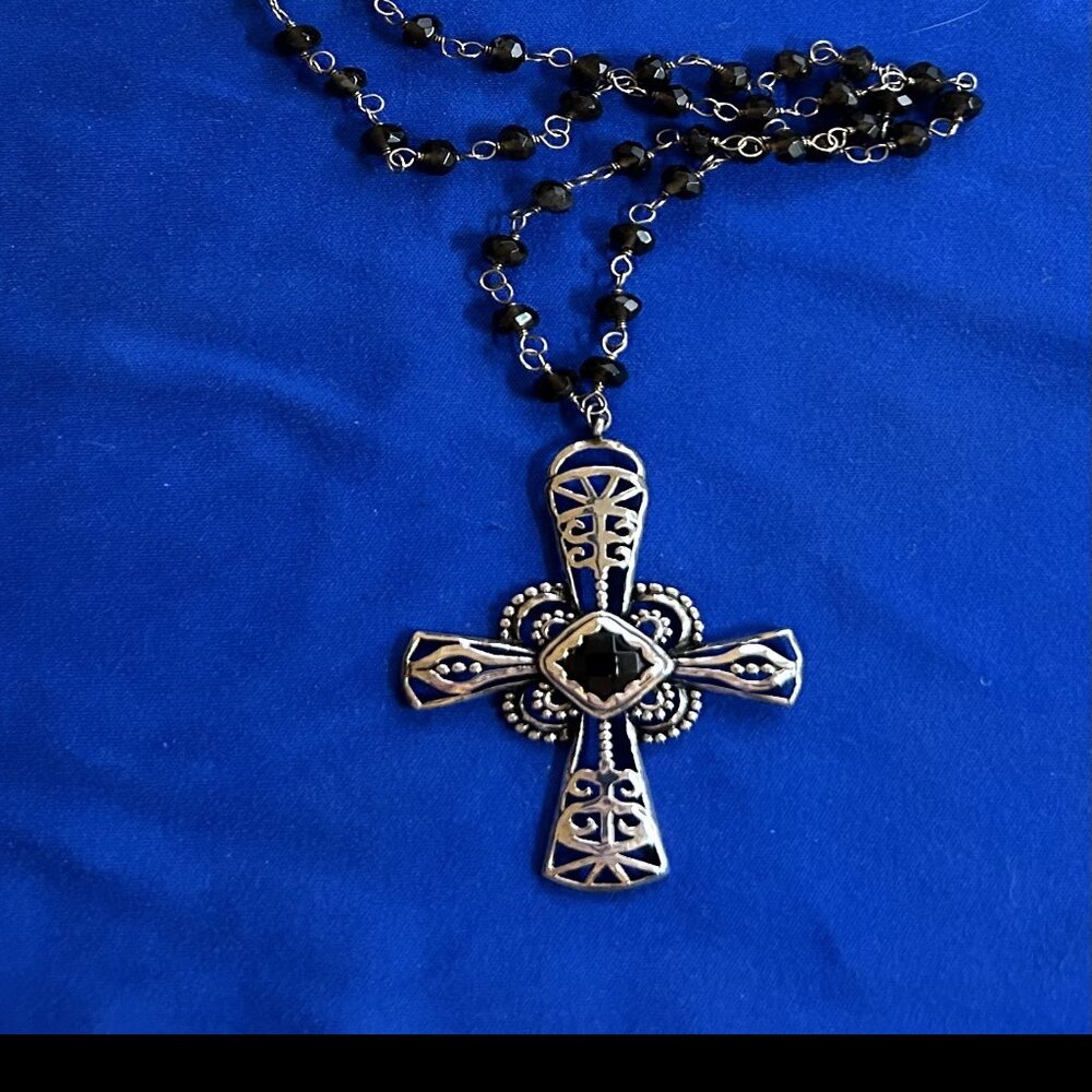 Silpada MARQUESSA Smokey Quartz Silver Cross Necklace N2331